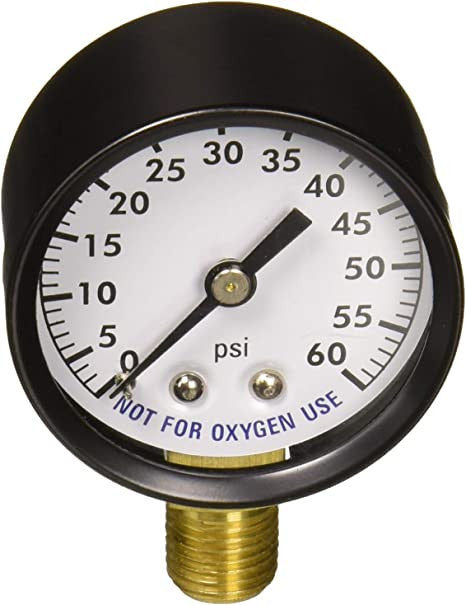 Super-Pro 80960BU 2 inch 0-60 PSI 1/4 inch back mount pressure gauge